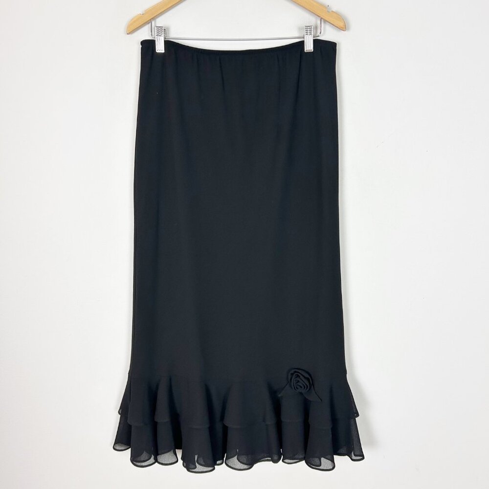 Vintage Y2K Whimsigoth Ruffle Flutter Maxi Skirt Grunge Size Large Women's